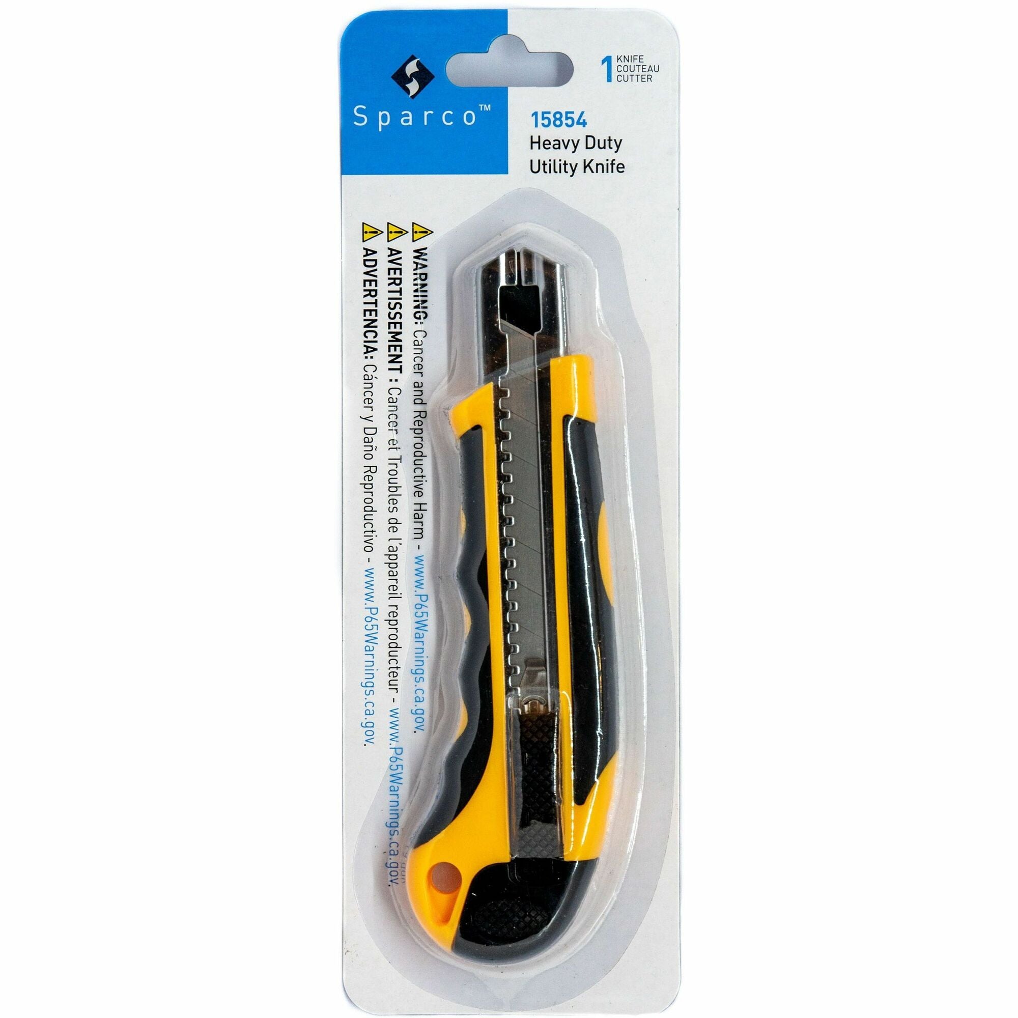 Sparco Cartridge Utility Knife - 6.5" Height x 1.8" Width x 0.5" Length - Heavy Duty - Black - 1 Each