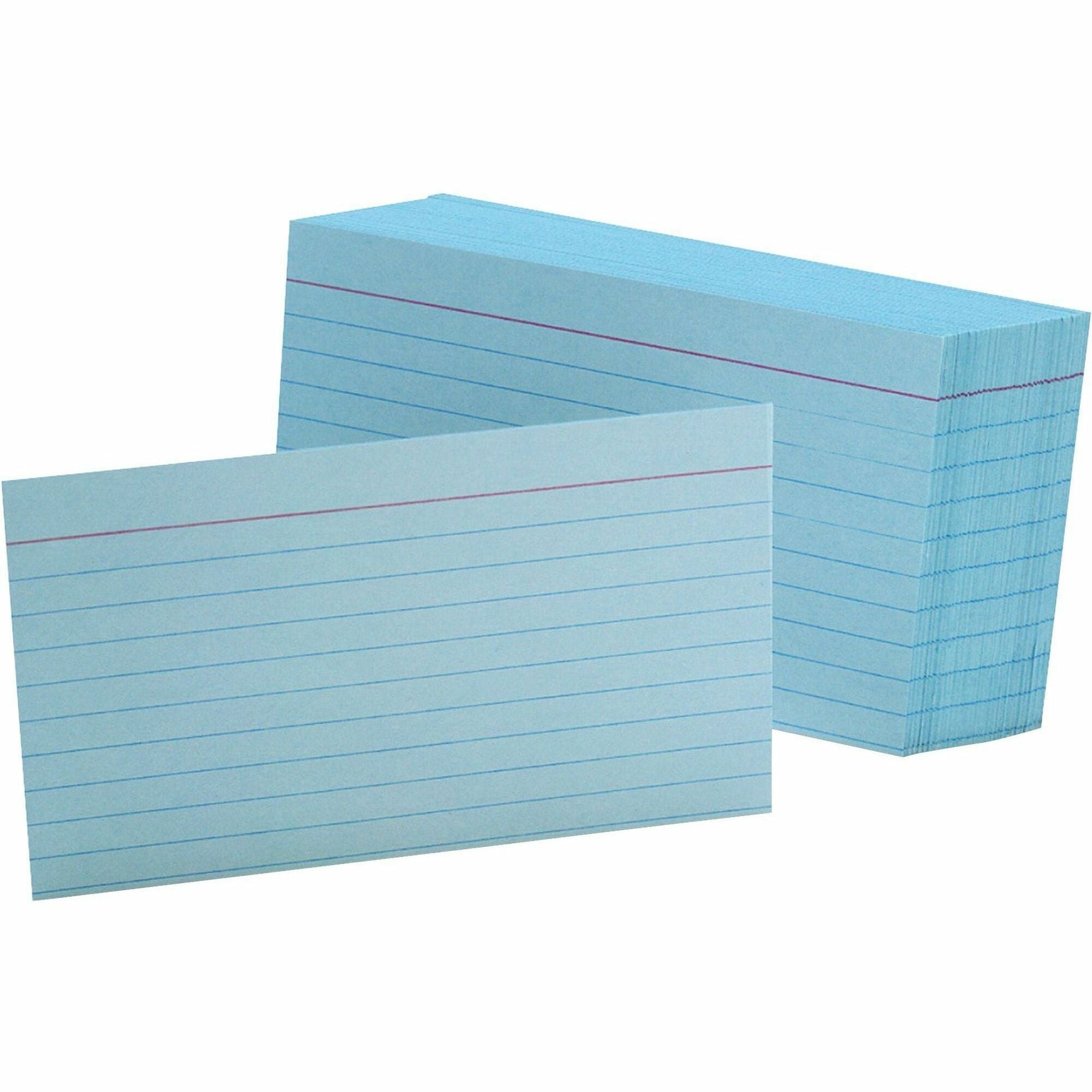 Oxford Colored Ruled Index Cards - Front Ruling Surface - Ruled Front Ruling - 90 lb Basis Weight - 3" x 5" Sheet Size - Blue Paper - 100 / Pack