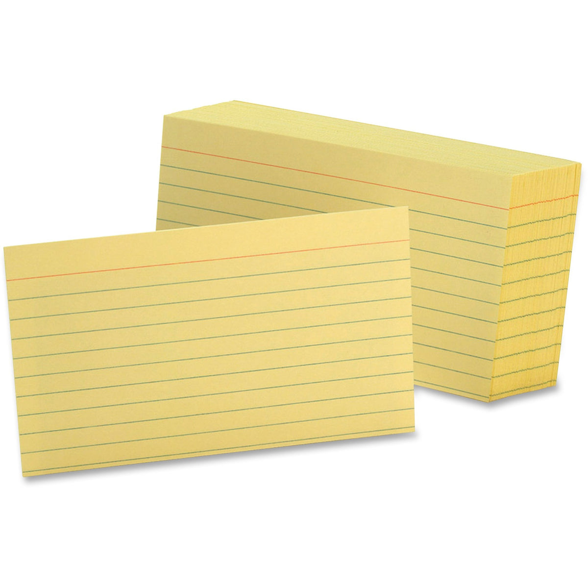 Oxford Colored Ruled Index Cards - Front Ruling Surface - Ruled Front Ruling - 90 lb Basis Weight - 3" x 5" Sheet Size - Canary Paper - 100 / Pack