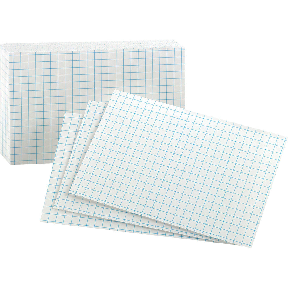 Oxford Graph Index Cards - 3" x 5" - 90 lb Basis Weight - Sustainable Forestry Initiative (SFI) - White - 100 / Pack