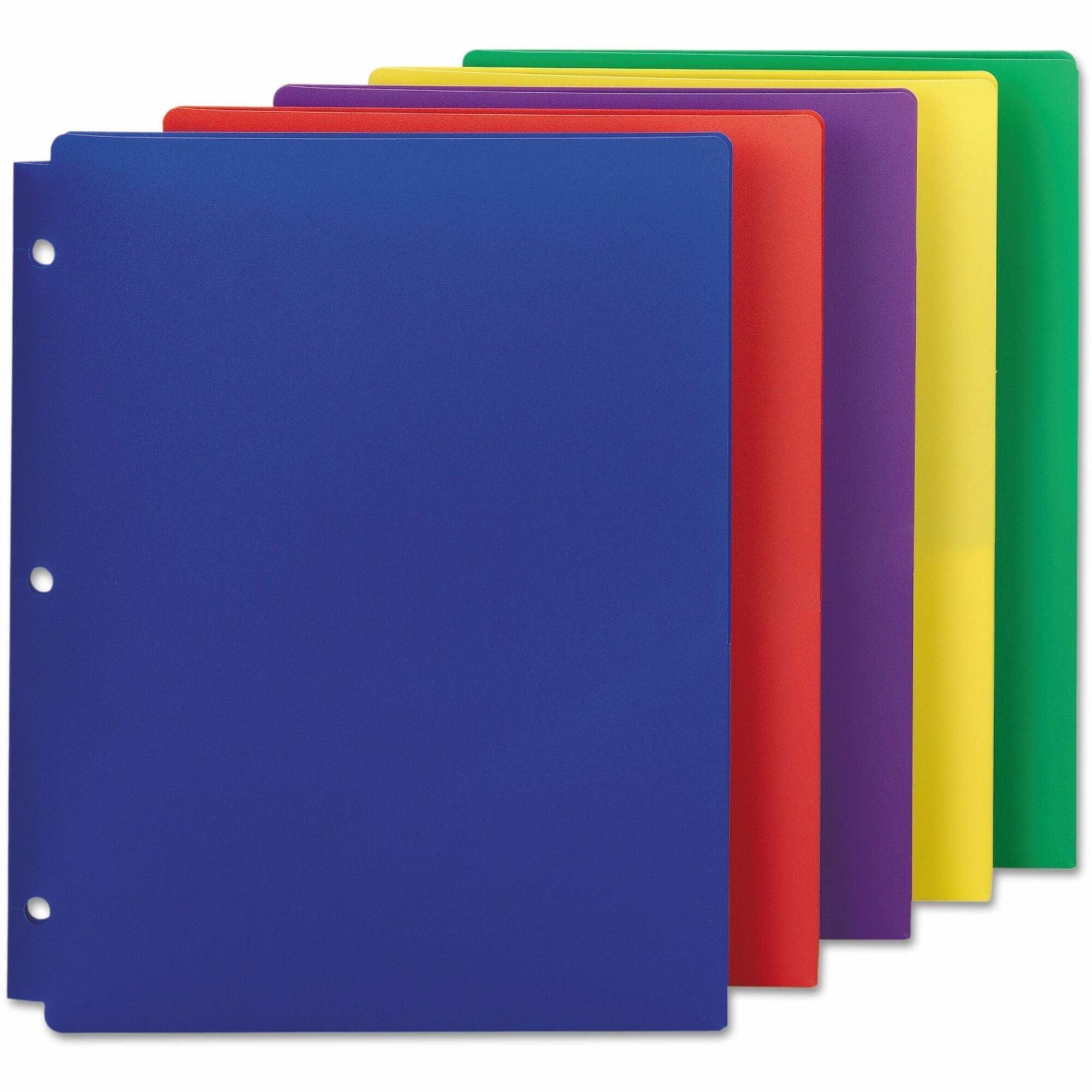 Smead Letter Pocket Folder - 8 1/2" x 11" - 50 Sheets Capacity - 2 Pocket(s) - Red, Purple, Yellow, Green, Dark Blue - 5/Pack - 10 / Carton