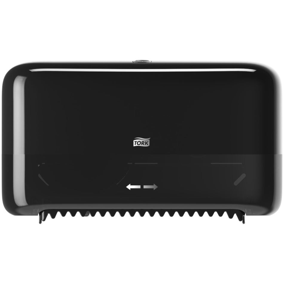 TORK Twin Bath Tissue Roll Dispenser Black T7 - Coreless Dispenser - 8.2" Height x 14.2" Width x 5.1" Depth - Plastic - Black - 1 Each