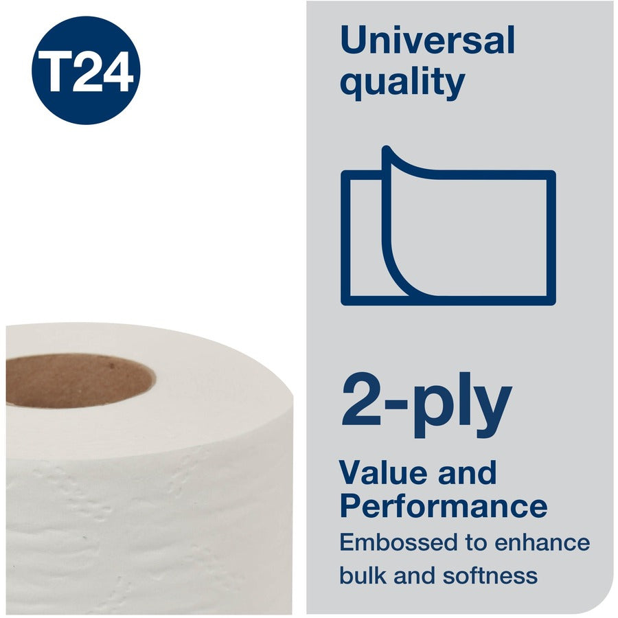 TORK Tork 2-Ply Toilet Paper Roll - 500 Sheets - White Fiber - 96/Carton - Bathroom Tissue