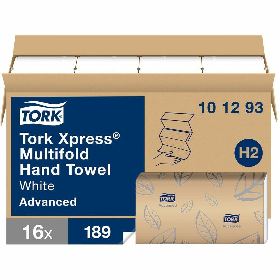 TORK Advanced Xpress Multifold Hand Towel, 3-Panel - 2 Ply - Multifold - 9.10" Width x 9.50" Length - White - 189/Bundle - 16 / Carton