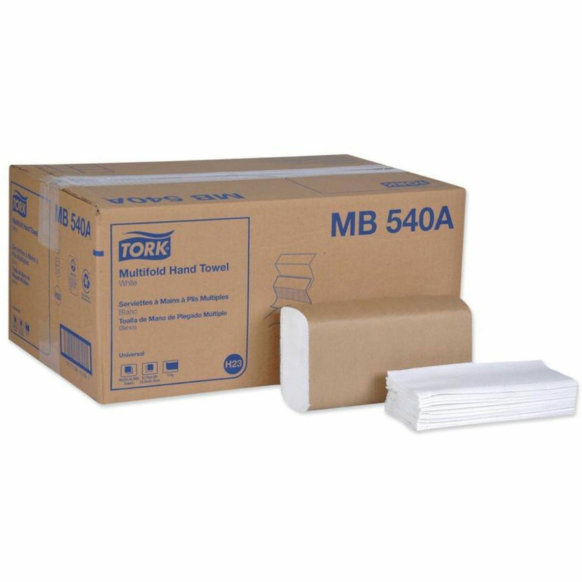 TORK Multifold Hand Towels - 1 Ply - Multifold - 9.13" Width x 9.50" Length - White - Fiber - 250/Pack - 16 / Carton