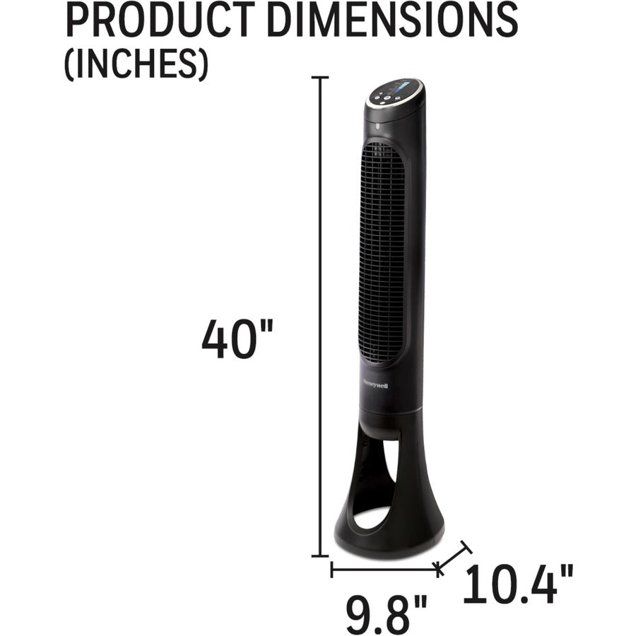 Honeywell QuietSet Tower Fan - 33" Fan Diameter - 8 Speed - Quiet, Oscillating, Timer-off Function - Black