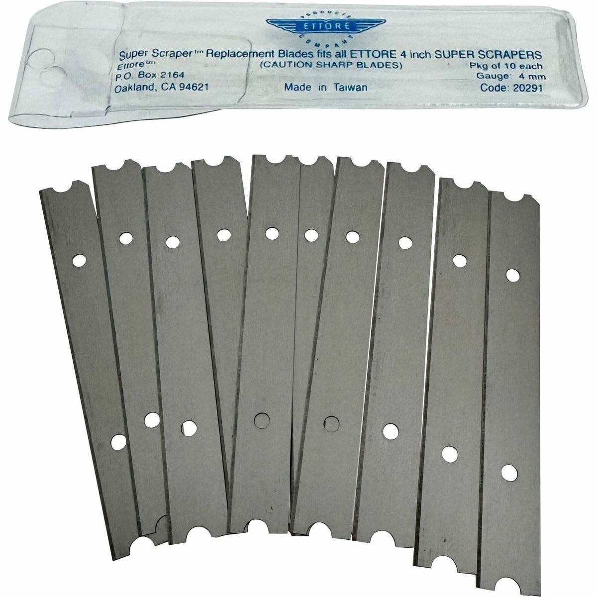 Ettore 4" Replacement Scraper Blades - 4" Length - Carbon Steel - Steel Gray - 1 Each