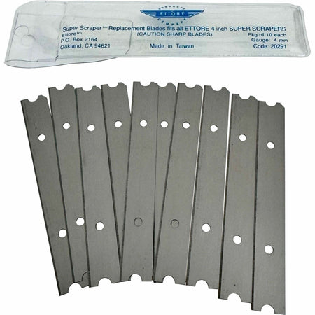 Ettore 4" Replacement Scraper Blades - 4" Length - Carbon Steel - Steel Gray - 1 Each