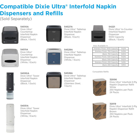 Dixie Ultra® Interfold Napkin Dispenser - 275 Napkins - Black - Non-slip Base - Dispensers