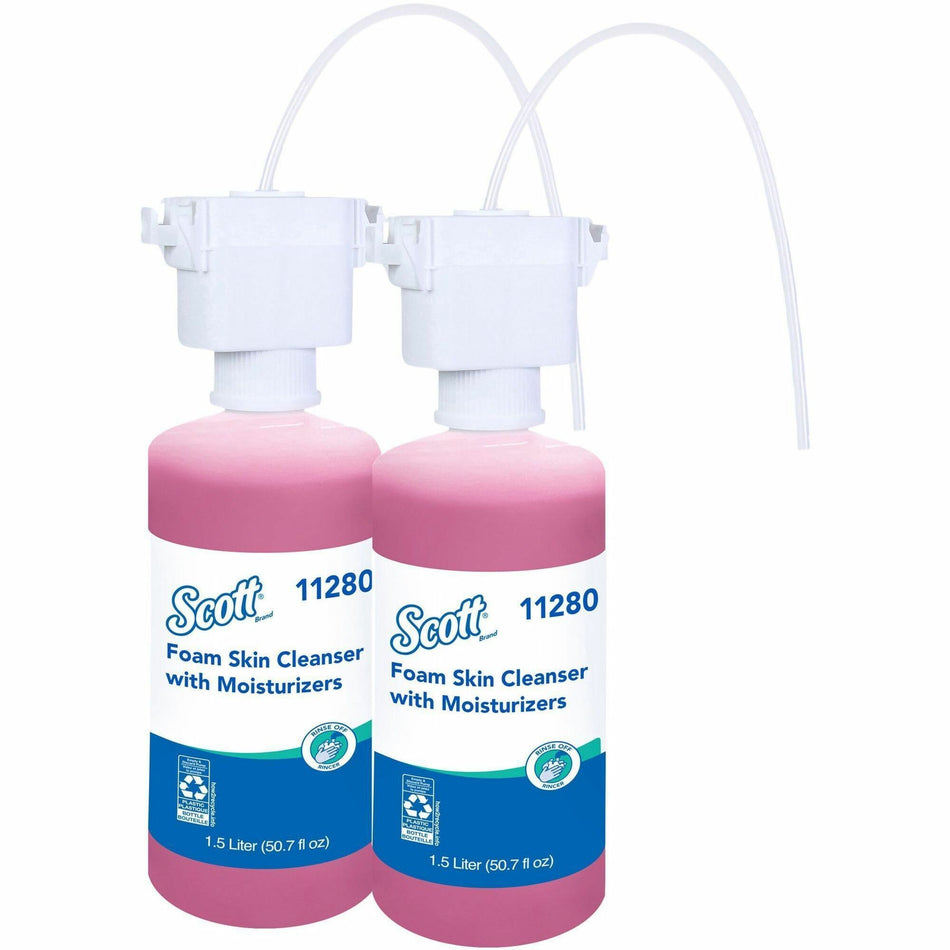 Scott Foam Hand Soap with Moisturizers - Floral Scent - 1.59 quart - Bottle Dispenser - Kill Germs - Skin, Washroom, Healthcare, Office Building, Restroom - Moisturizing - Pink - Rich Lather, Hygienic, Pleasant Scent - 2 / Carton
