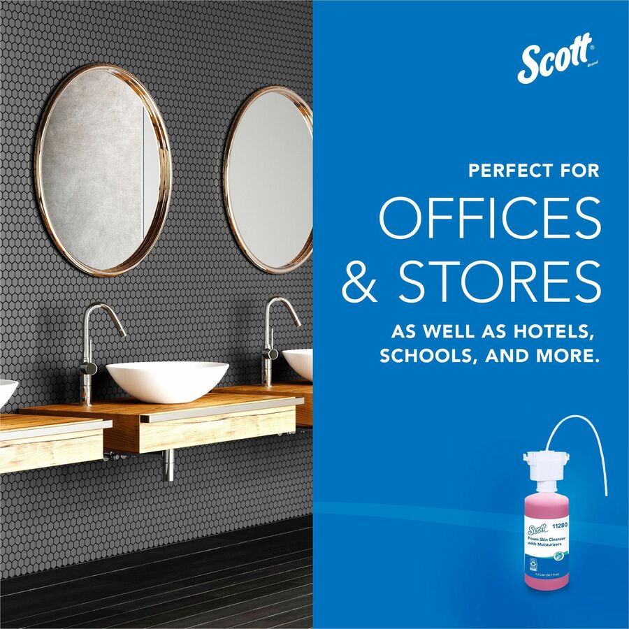 Scott Foam Hand Soap with Moisturizers - Floral Scent - 1.59 quart - Bottle Dispenser - Kill Germs - Skin, Washroom, Healthcare, Office Building, Restroom - Moisturizing - Pink - Rich Lather, Hygienic, Pleasant Scent - 2 / Carton