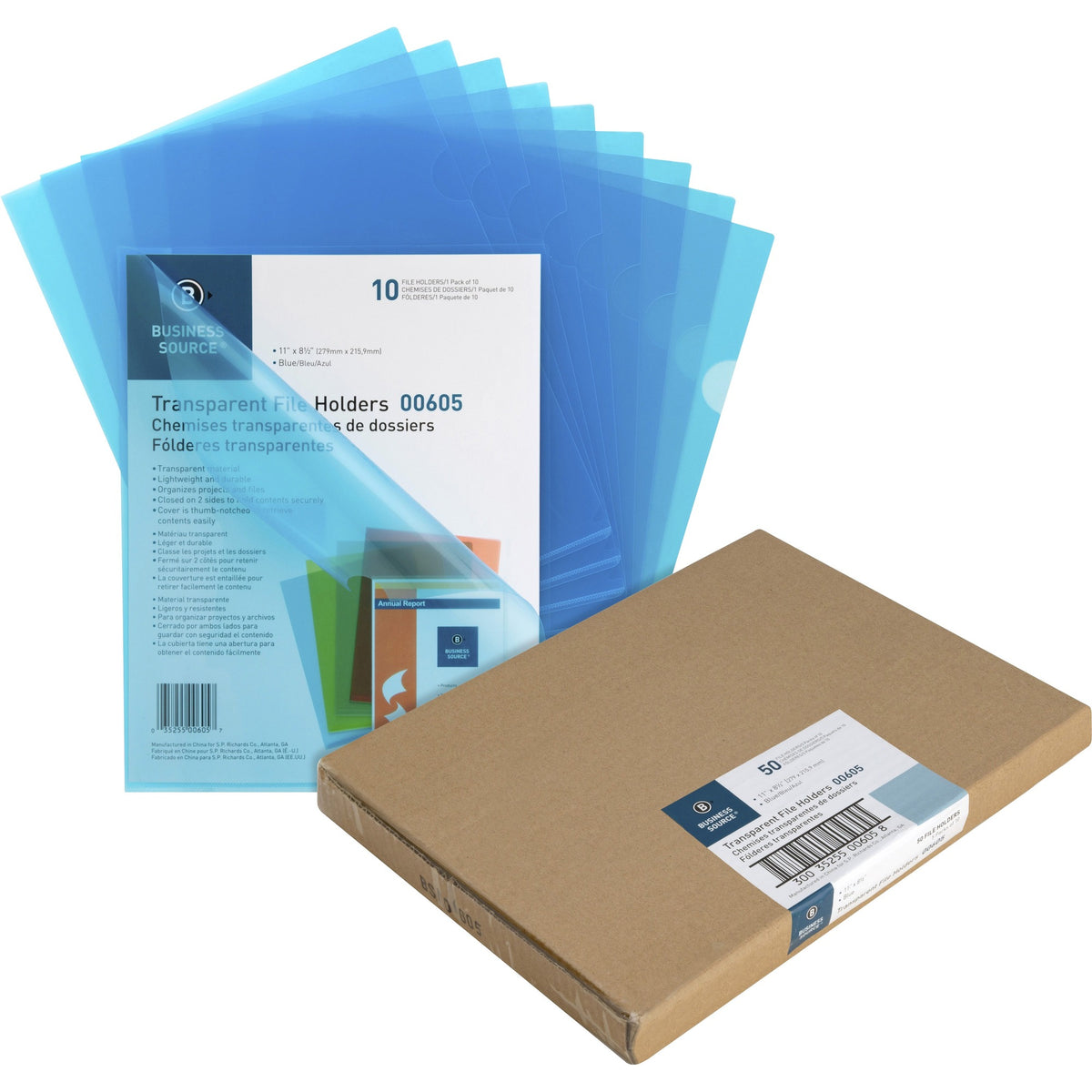 Business Source Letter File Sleeve - 8 1/2" x 11" - 20 Sheets Capacity - Blue - 10/Pack - 5 / Box