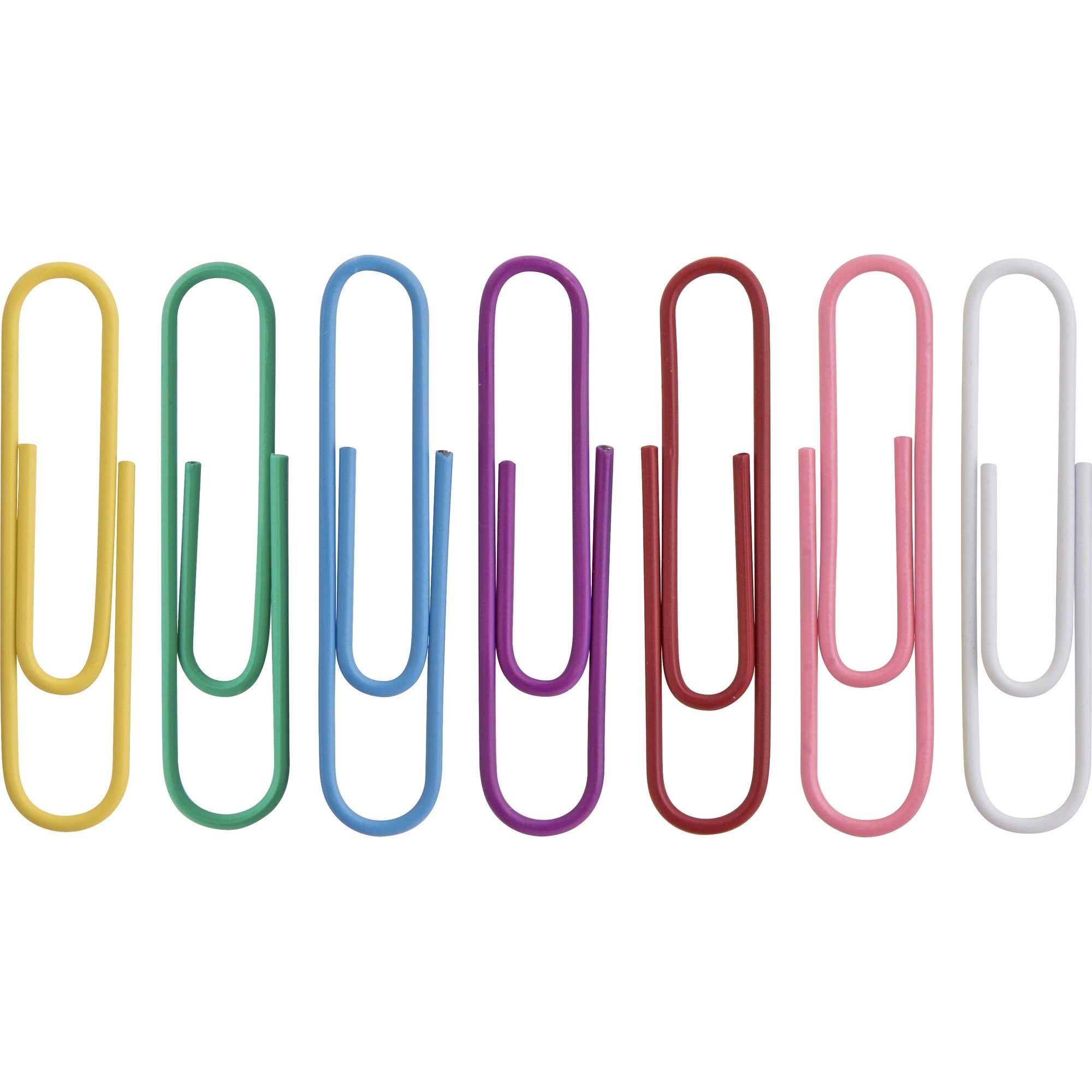 Business Source Vinyl-coated Gem Clips - Jumbo - 2" Length x 0.5" Width - for Paper - Rust Resistant - Assorted - 250 / Box