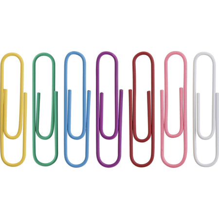 Business Source Vinyl-coated Gem Clips - Jumbo - 2" Length x 0.5" Width - for Paper - Rust Resistant - Assorted - 250 / Box
