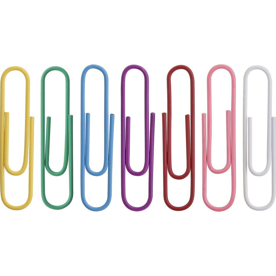 Business Source Vinyl-coated Gem Clips - Jumbo - 2" Length x 0.5" Width - for Paper - Rust Resistant - Assorted - 250 / Box