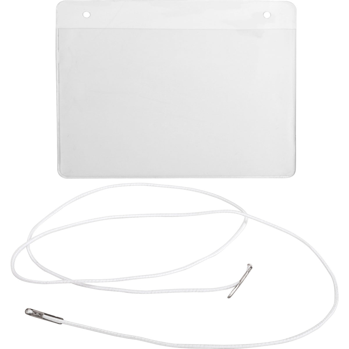 Business Source Elastic Cord Hanging Name Badges - 4" Width x 3" Height - Hanging - Durable, Reusable - Plastic - White, Clear - 50 / Box