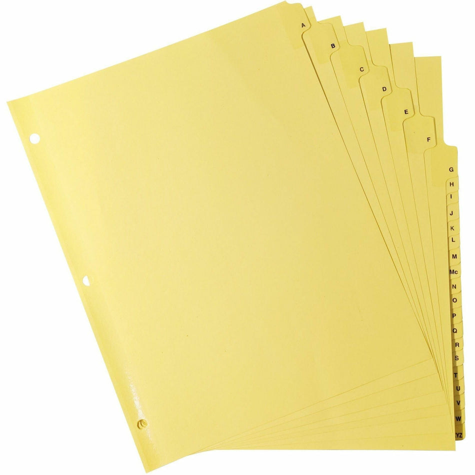 Business Source A-Z Clear Plastic Tab Index Dividers - Printed Tab(s) - Character - A-Z - 25 Tab(s)/Set - 8.5" Divider Width x 11" Divider Length - Letter - 3 Hole Punched - Buff Divider - Buff Plastic Tab(s) - 25 / Set