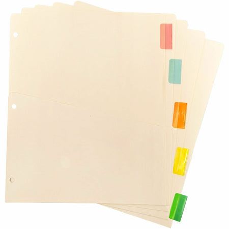 Business Source Color Tab Pocket Binder Dividers - Blank Tab(s) - 5 Tab(s)/Set - 9" Divider Width x 11" Divider Length - Letter - 8.50" Width x 11" Length - Buff Buff Paper Divider - Assorted Tab(s) - 5 / Set