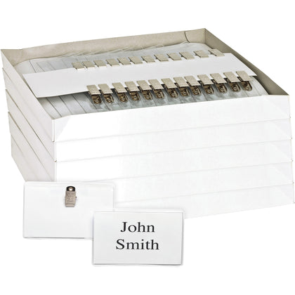 Business Source Clip Holder Badge Kit: Clear 50/Box 5 Bundles - ID Badges & Supplies