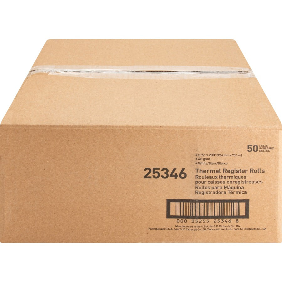 Business Source Thermal Paper - 3 1/8" x 230 ft - 48 g/m&#178; Grammage - Smooth - White - 50 / Carton