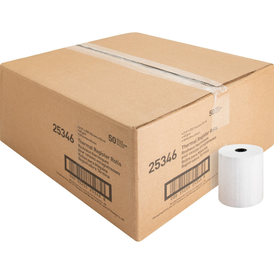Business Source Thermal Paper - 3 1/8" x 230 ft - 48 g/m&#178; Grammage - Smooth - White - 50 / Carton