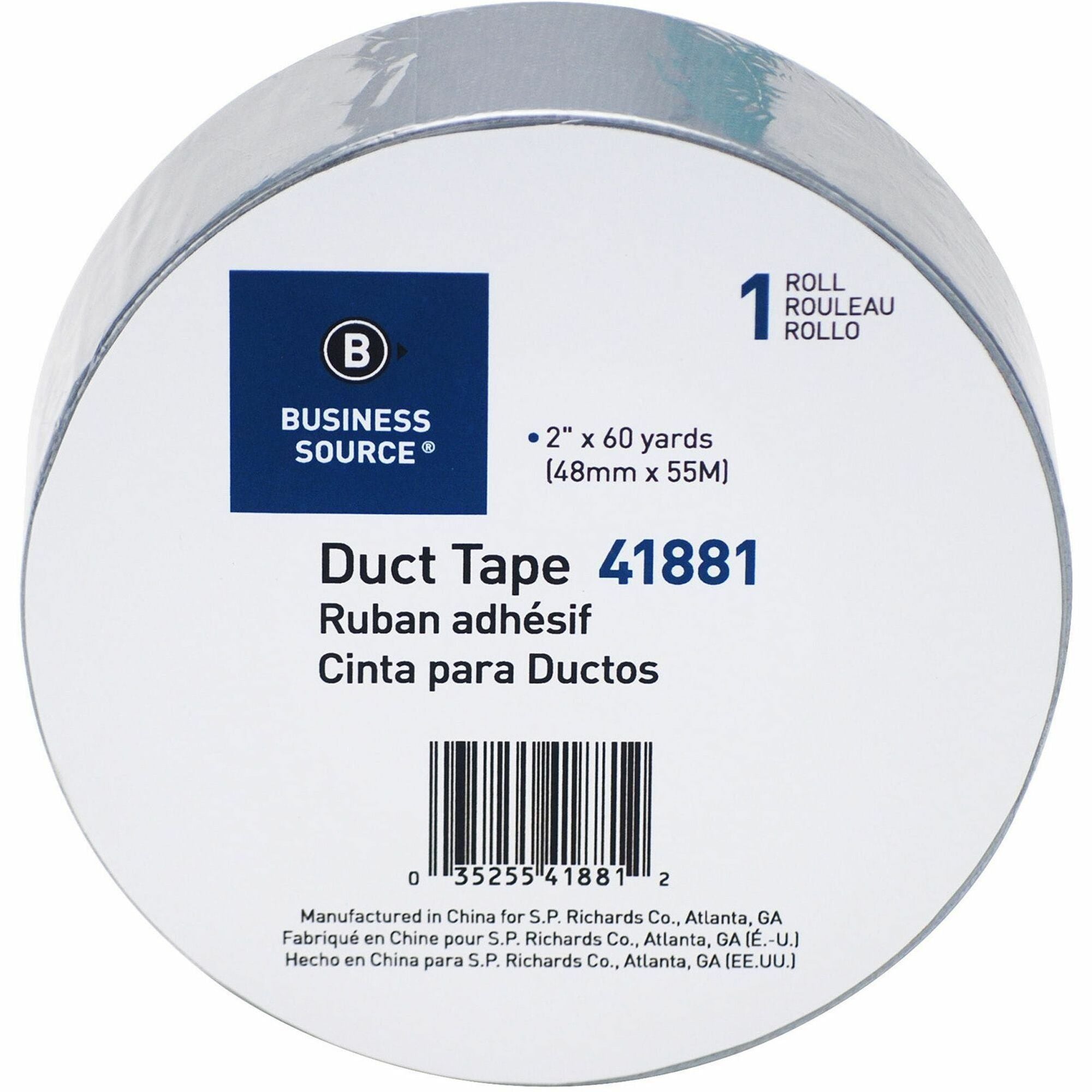 Business Source General-purpose Duct Tape - 60 yd Length x 2" Width x 9 mil Thickness - Gray - For Indoor, Outdoor, General Purpose, Wrapping, Sealing - 1 Roll