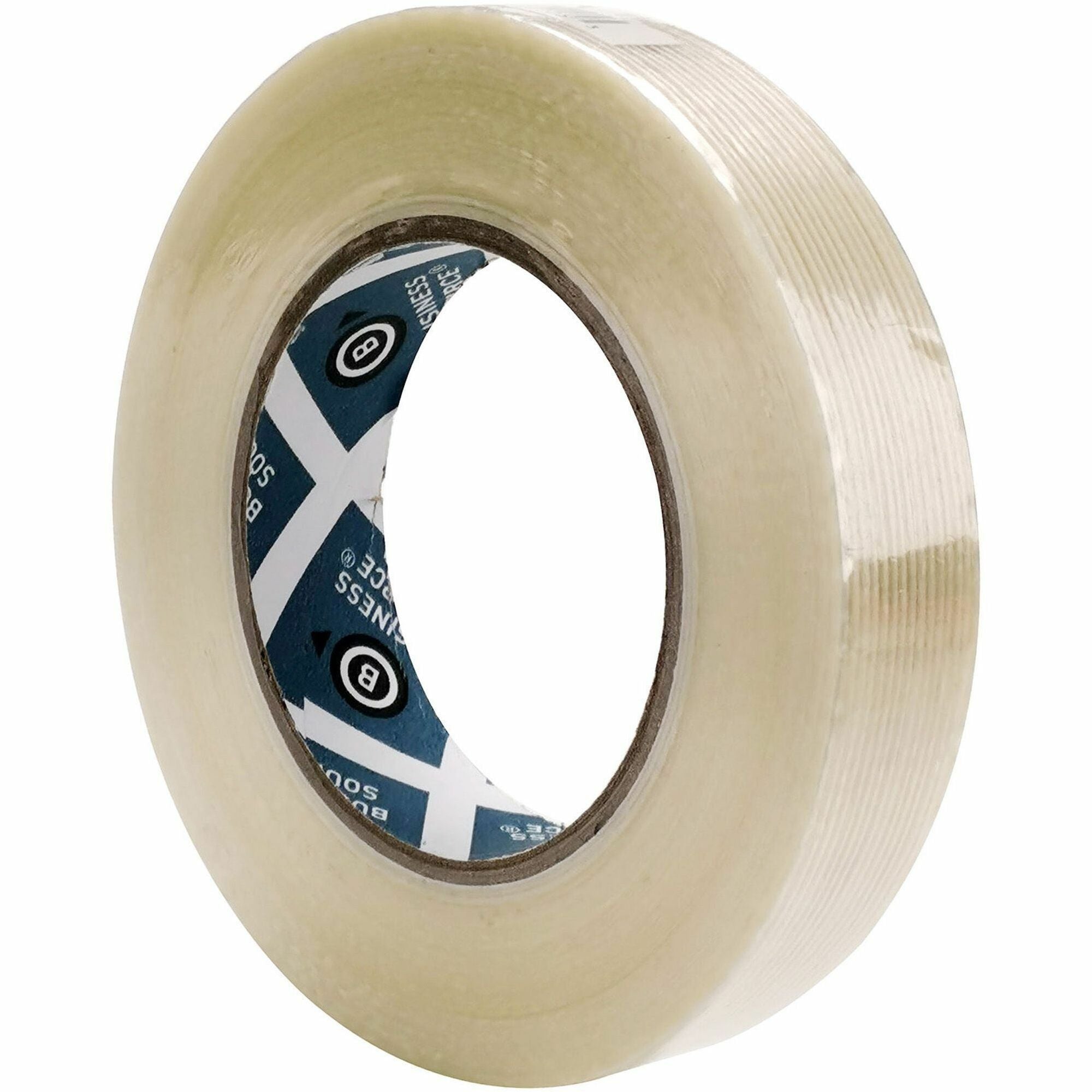 Business Source Filament Tape - 60 yd Length x 1" Width - 3" Core - White - Fiberglass Filament - For Reinforcing - 1 Roll