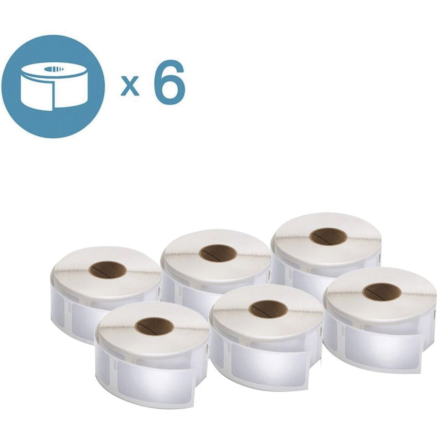 Dymo LabelWriter 1x2 Rectangle White Labels - 500/Roll, 6/Pack