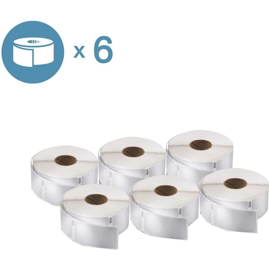 Dymo LabelWriter Labels - 3/4" Height x 2" Width - Rectangle - White - 500 / Roll - 6 / Pack