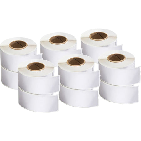 Dymo LabelWriter Labels - 1 1/8" Height x 3 1/2" Width - Rectangle - White - 350 / Roll - 12 / Pack