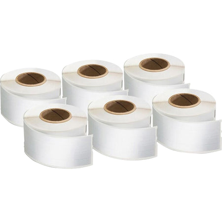 Dymo LabelWriter Label Roll - 9/16" Height x 3 7/16" Width - Rectangle - White - 130 / Roll - 6 / Pack