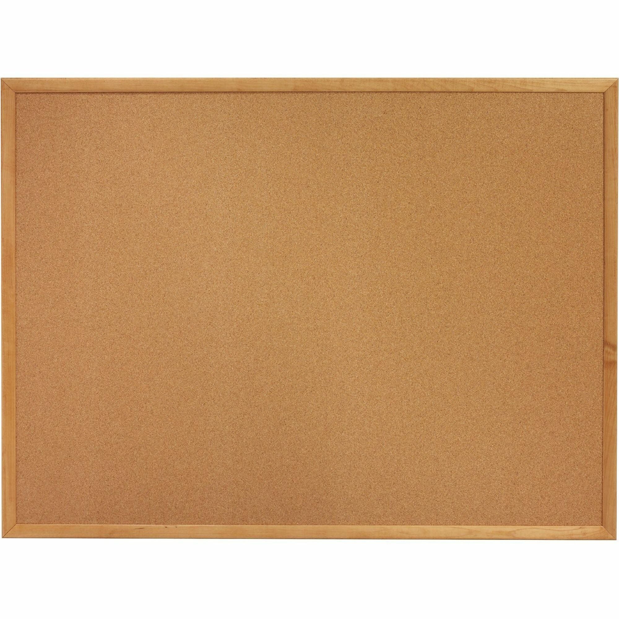 Lorell Bulletin Board - 48" Board Height x 72" Board Width - Cork Surface - Long Lasting, Warp Resistant - Oak Oak Frame - 1 Each