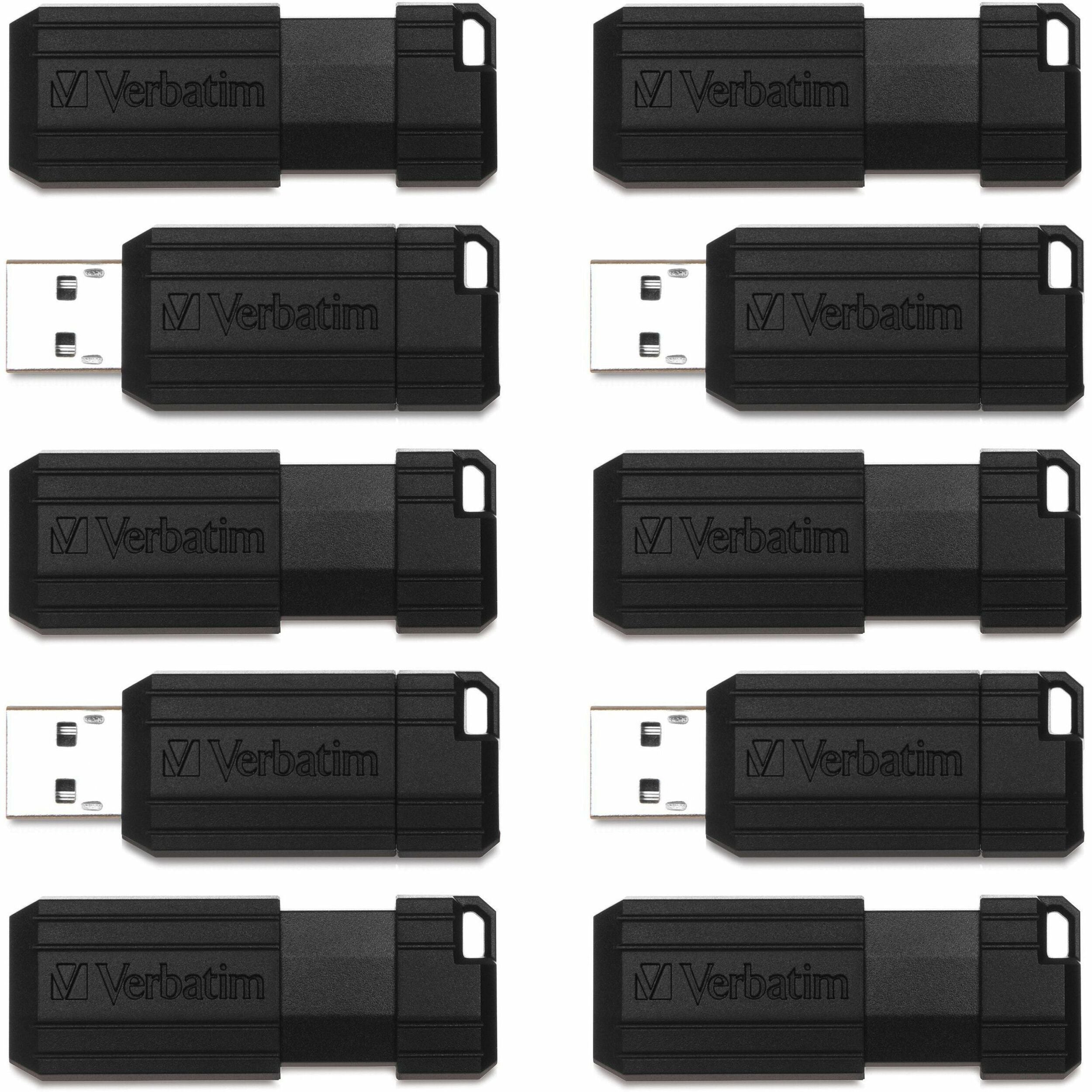 Microban 32GB PinStripe USB Flash Drive Business Pack - 32 GB - USB 2.0 Type A - Black - Lifetime Warranty - 10 / Pack