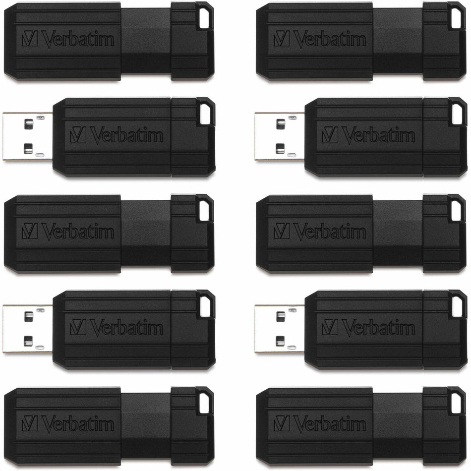 Microban 32GB PinStripe USB Flash Drive Business Pack - 32 GB - USB 2.0 Type A - Black - Lifetime Warranty - 10 / Pack