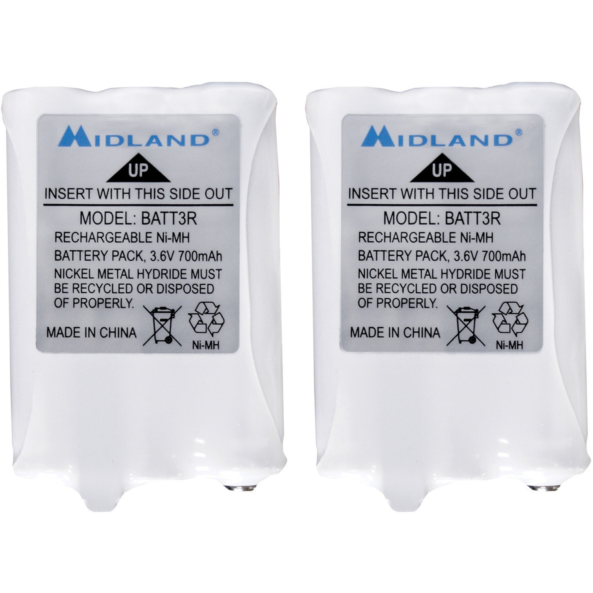 Midland Rechargeable Battery Pack for Radios - 700mAh 3.6V DC - 2/Pack - Batteries & Chargers