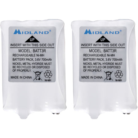 Midland Rechargeable Battery Pack for Radios - 700mAh 3.6V DC - 2/Pack - Batteries & Chargers