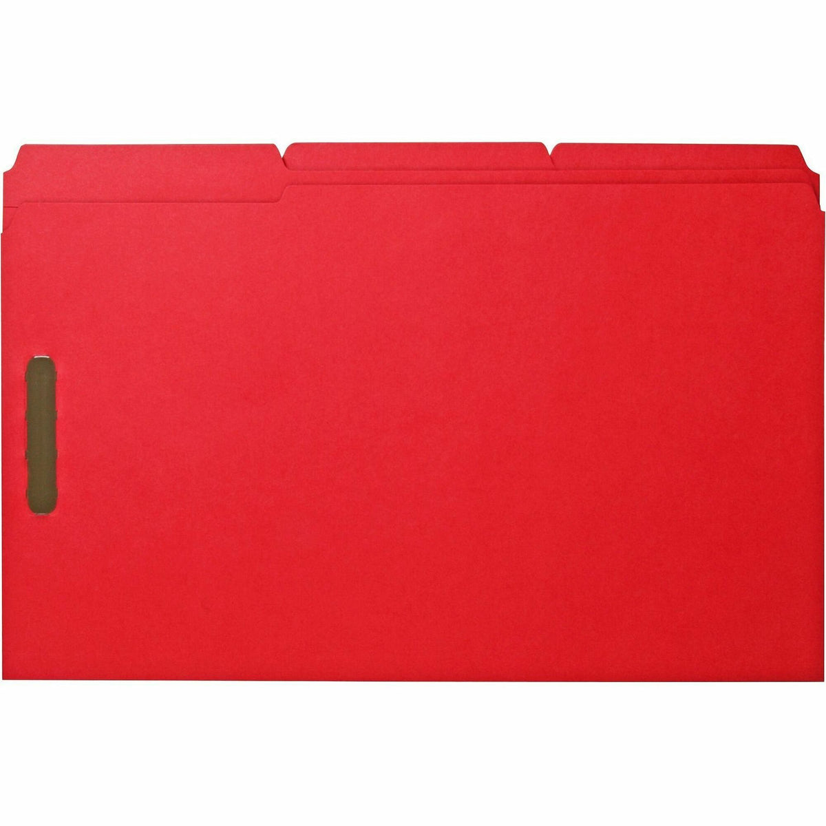 Business Source 1/3 Tab Cut Legal Recycled Fastener Folder - 8 1/2" x 14" - 3/4" Expansion - 2 Fastener(s) - 2" Fastener Capacity - Top Tab Location - Assorted Tab Position - 11 pt. - Red - 10% Recycled - 50 / Box