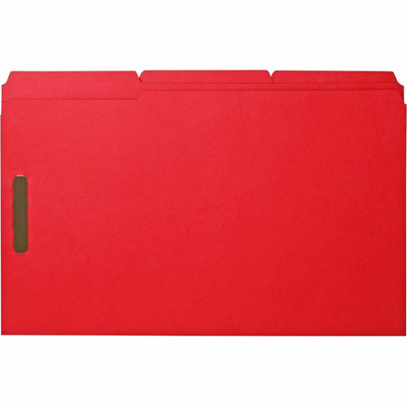 Business Source 1/3 Tab Cut Legal Recycled Fastener Folder - 8 1/2" x 14" - 3/4" Expansion - 2 Fastener(s) - 2" Fastener Capacity - Top Tab Location - Assorted Tab Position - 11 pt. - Red - 10% Recycled - 50 / Box