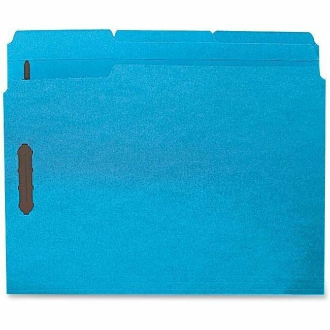 Business Source 1/3 Tab Cut Letter Recycled Fastener Folder - 8 1/2" x 11" - 3/4" Expansion - 2 Fastener(s) - 2" Fastener Capacity - Top Tab Location - Assorted Tab Position - 11 pt. - Blue - 10% Recycled - 50 / Box