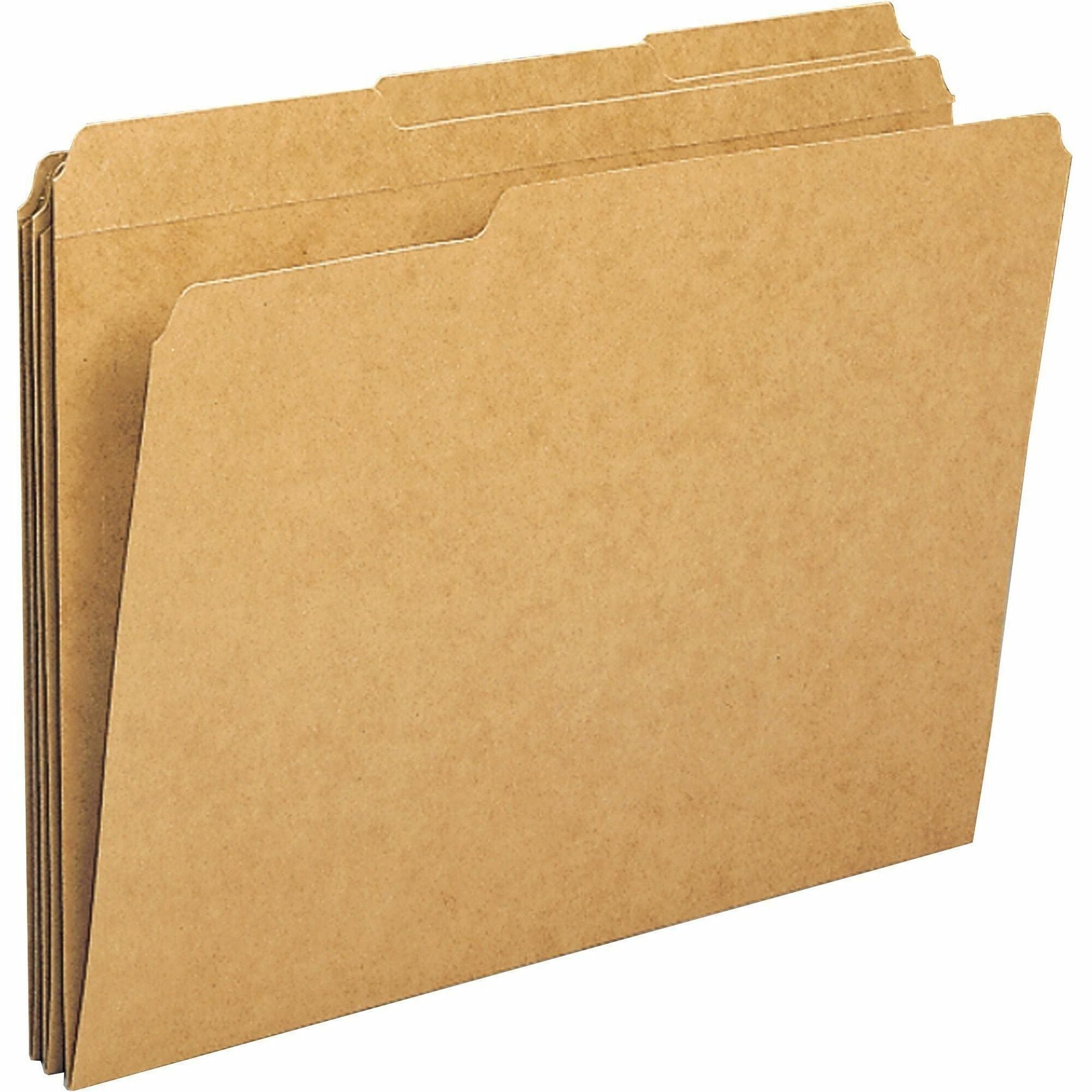 Business Source 1/3 Tab Cut Letter Recycled Classification Folder - 8 1/2" x 11" - Top Tab Location - Assorted Tab Position - 11 pt. - 10% Recycled - 100 / Box