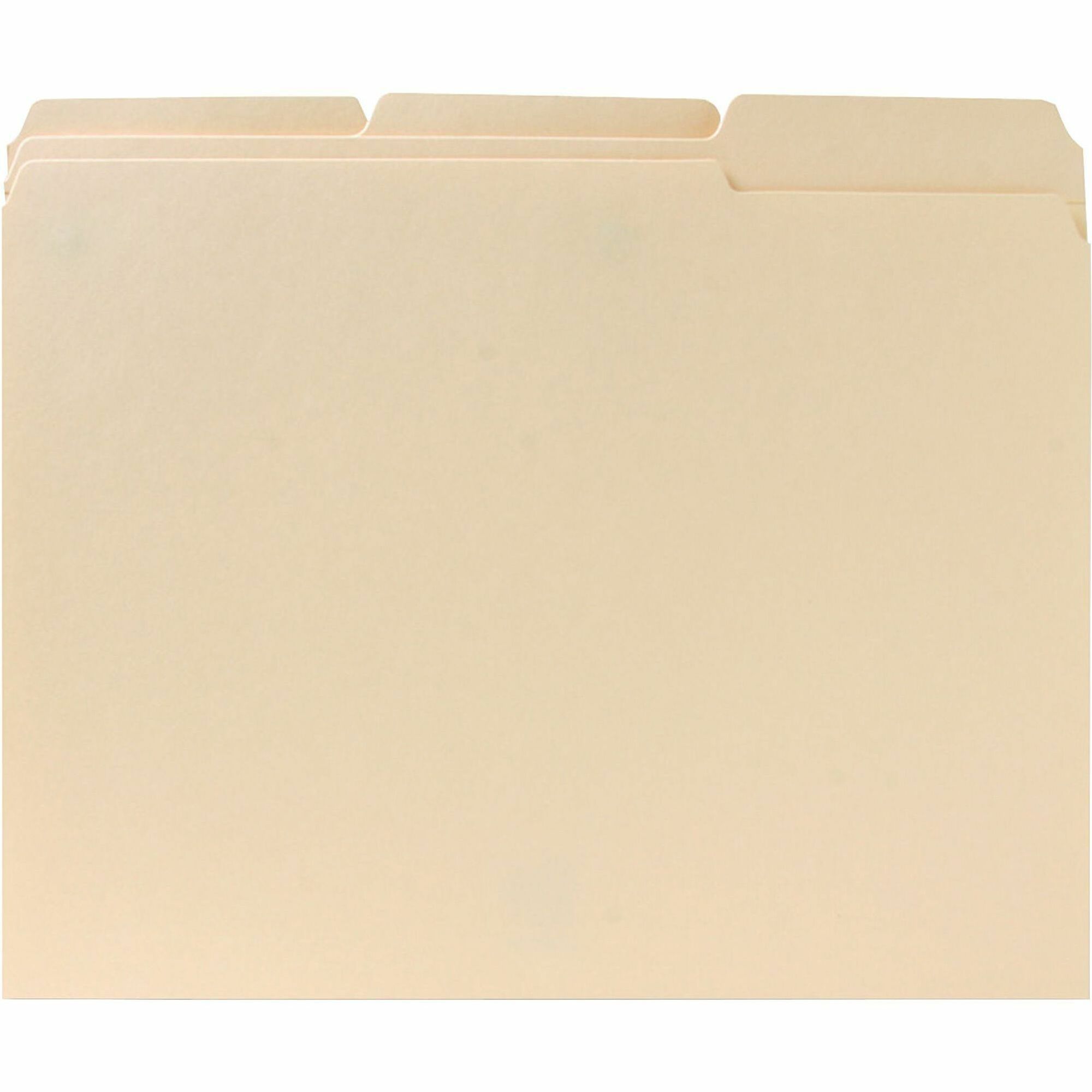 Business Source 1/3 Tab Cut Letter Recycled Classification Folder - 8 1/2" x 11" - 3/4" Expansion - Top Tab Location - Assorted Tab Position - 11 pt. - 10% Recycled - 100 / Box