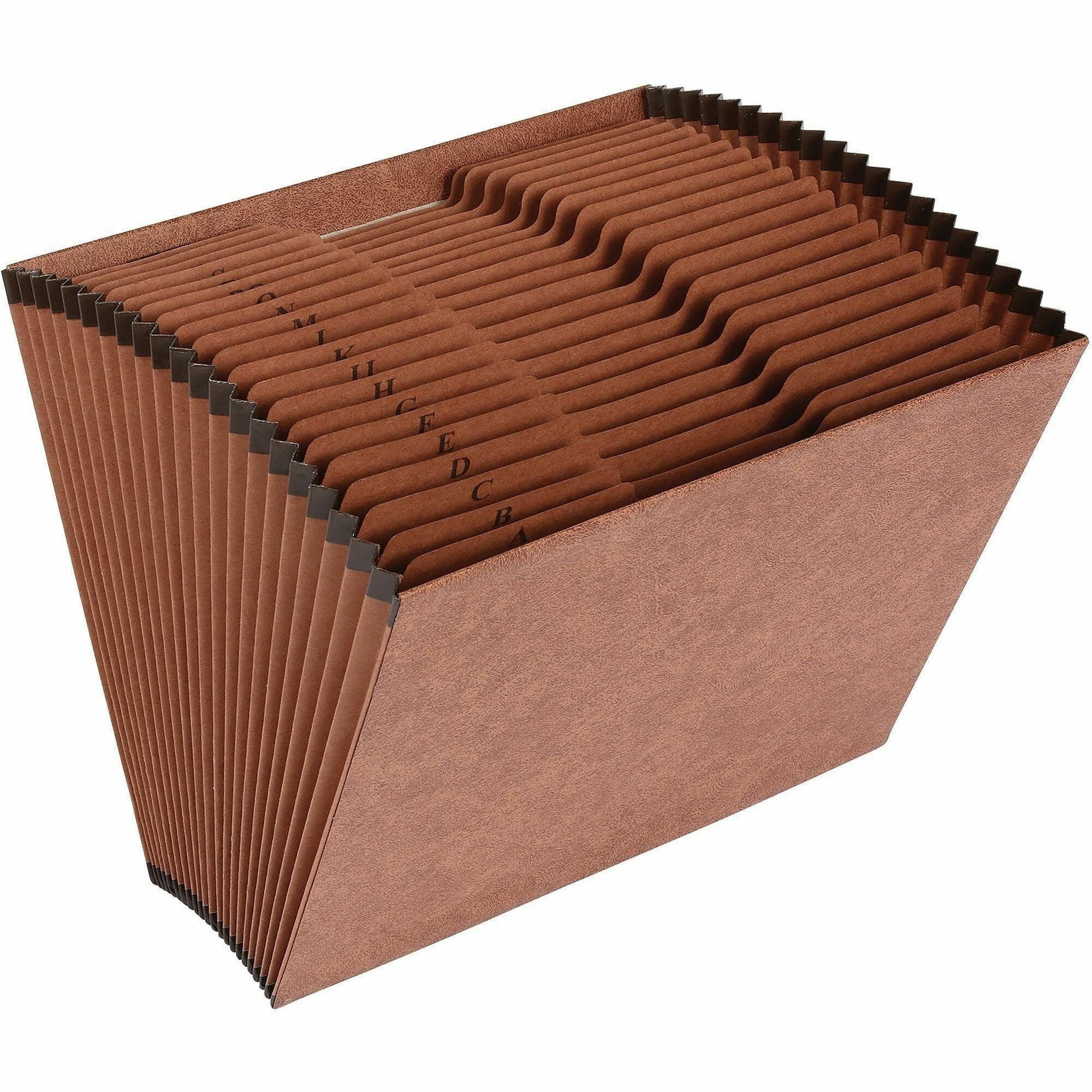 Business Source Letter Recycled Expanding File - 8 1/2" x 11" - 21 Pocket(s) - Brown - 30% Recycled - 1 Each