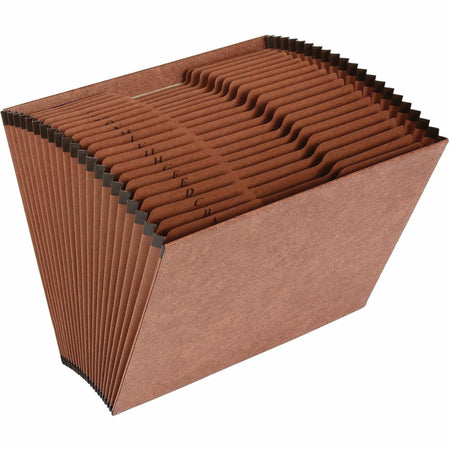 Business Source Letter Recycled Expanding File - 8 1/2" x 11" - 21 Pocket(s) - Brown - 30% Recycled - 1 Each