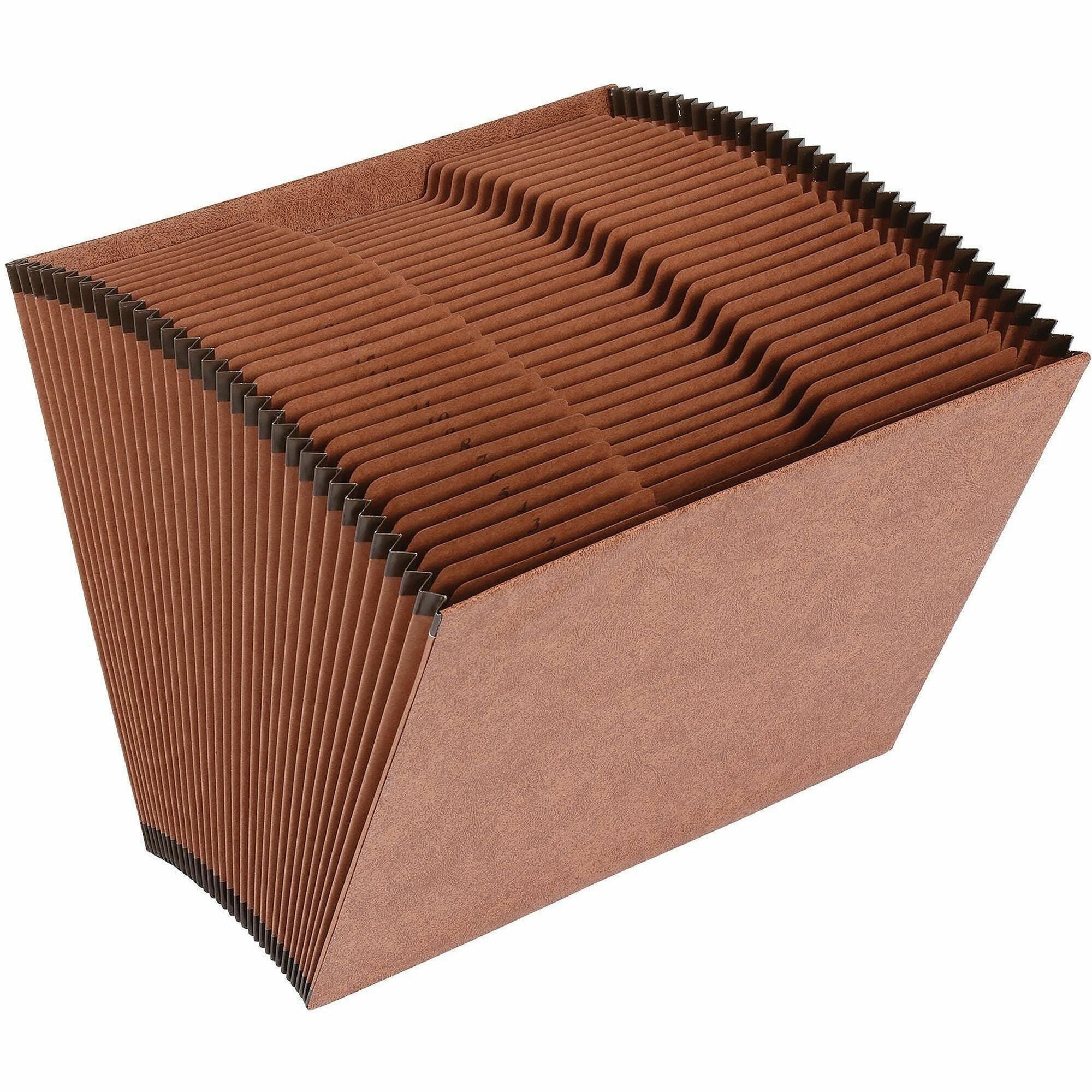 Business Source Letter Recycled Expanding File - 8 1/2" x 11" - 31 Pocket(s) - Brown - 30% Recycled - 1 Each