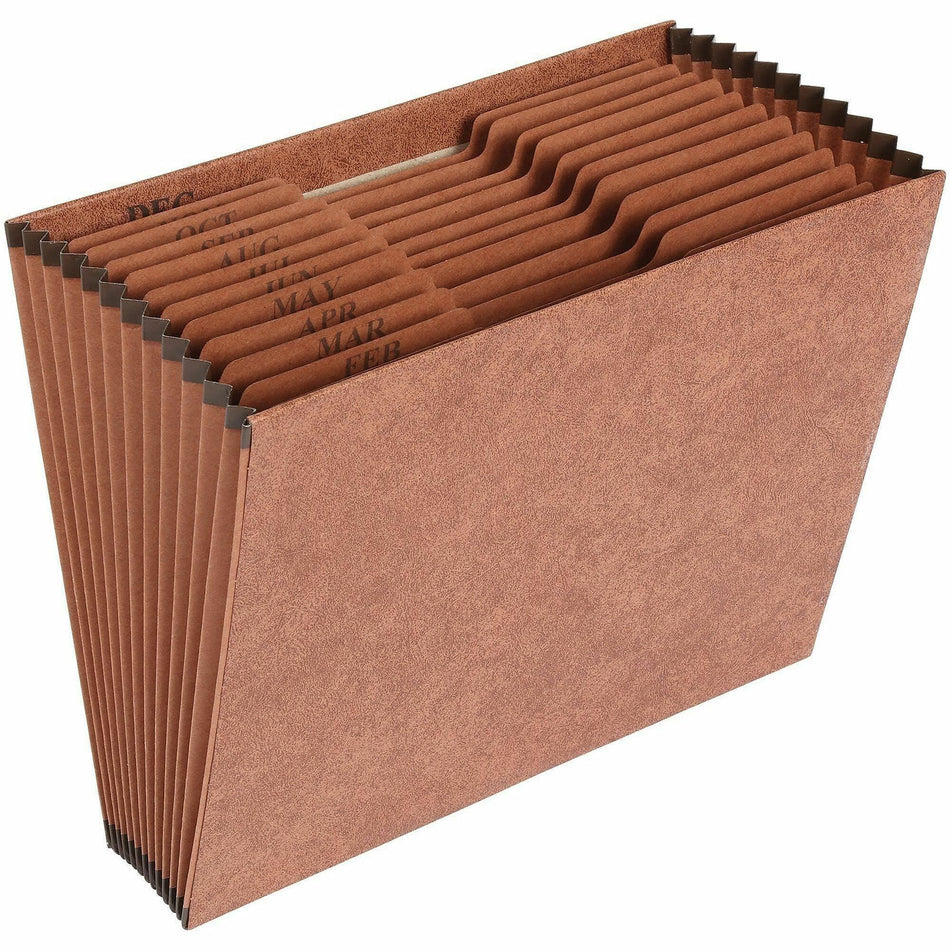 Business Source Letter Recycled Expanding File - 8 1/2" x 11" - 12 Pocket(s) - Brown - 30% Recycled - 1 Each