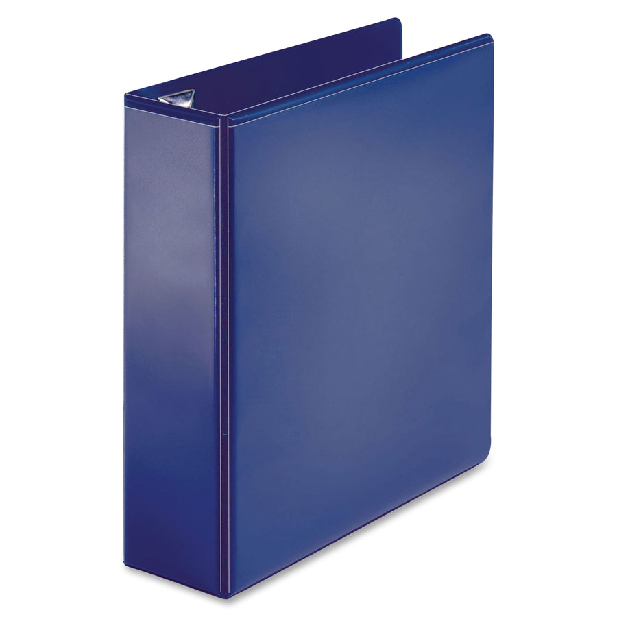 Business Source Navy D-ring Binder - 3" Binder Capacity - Letter - 8 1/2" x 11" Sheet Size - Fastener(s): D-Ring - Pocket(s): 4 - Polypropylene - Navy - Clear Overlay, Non-stick, Ink-transfer Resistant, Locking Ring - 1 Each