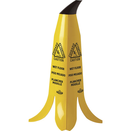 Impact 2' Banana Safety Cone - English, Spanish, French Canadian - Print/Message "CAUTION" - 11" Width x 24" Height - Banana Cone Shape - Yellow, Yellow - 3 / Carton