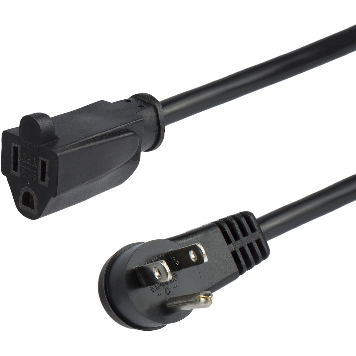StarTech.com Flat Extension Cord - 3 ft - Black - For Computer TV Lamp - 125V AC - Power Cords & Surge Protectors