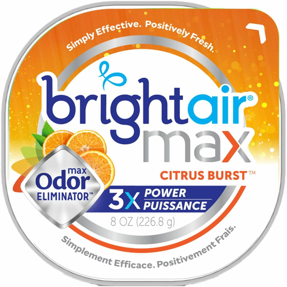 Bright Air Max Scented Gel Odor Eliminator - Gel - 8 oz - Citrus - Odor Neutralizer, Phthalate-free, Paraben-free, BHT Free, Bio-based, Formaldehyde-free, NPE-free - 1 Each