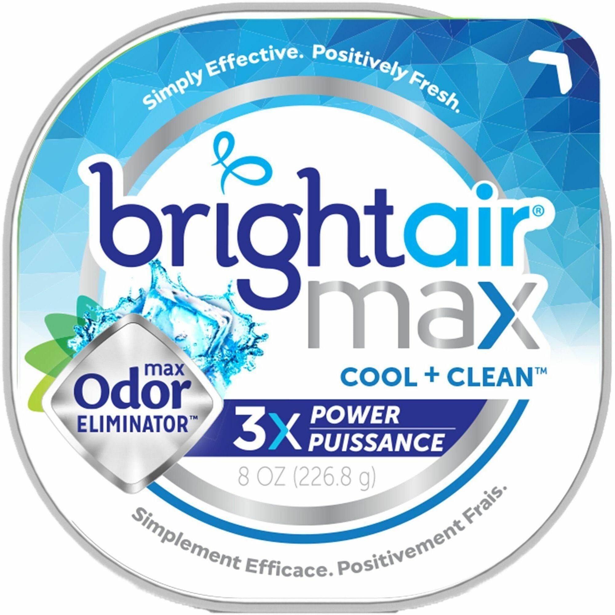 Bright Air Max Scented Gel Odor Eliminator - Gel - 8 oz - Cool Clean - Odor Neutralizer, Phthalate-free, Paraben-free, BHT Free, Bio-based, Formaldehyde-free, NPE-free - 1 Each